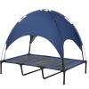 48" x 36" Elevated Portable Dog Cot Cooling Pet Bed with UV Protection Canopy Shade, Dark Blue