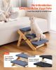 Wood Pet Stairs, 3-Step Dog Stairs for Beds, Sofa & Cars, 150lbs Load Capacity, Floded Flat Design
