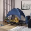 48" x 36" Elevated Portable Dog Cot Cooling Pet Bed with UV Protection Canopy Shade, Dark Blue